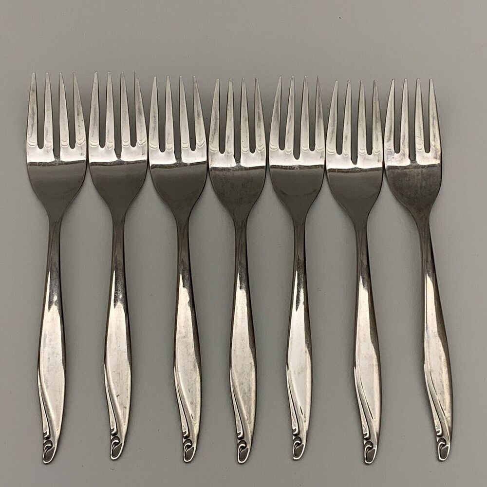 Wm. A. Rogers Oneida Surf Club Stainless Individual Salad Forks Lot of 7